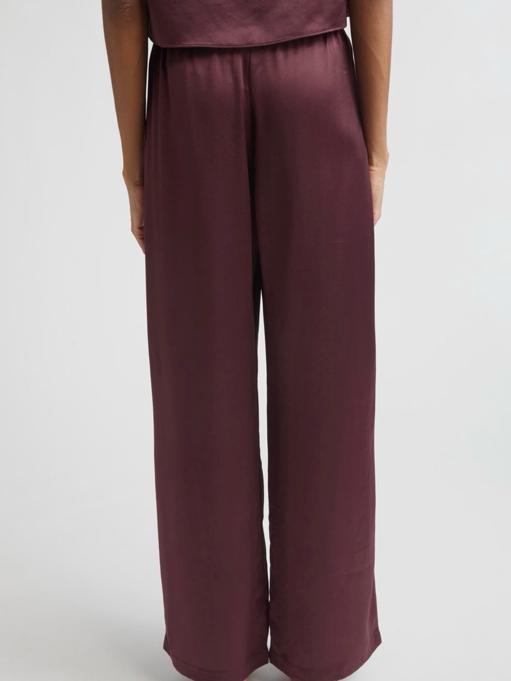 LESET Barb Wide-Leg satin Pants in Malbec - Picture 2 of 6